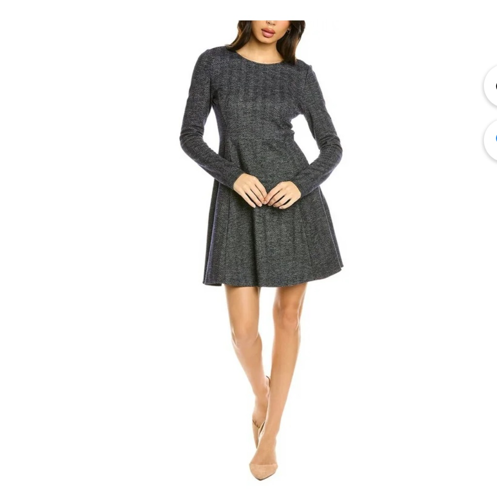 Theory Albita A Line Blue Gray Mini Long Sleeve Dress Size 4